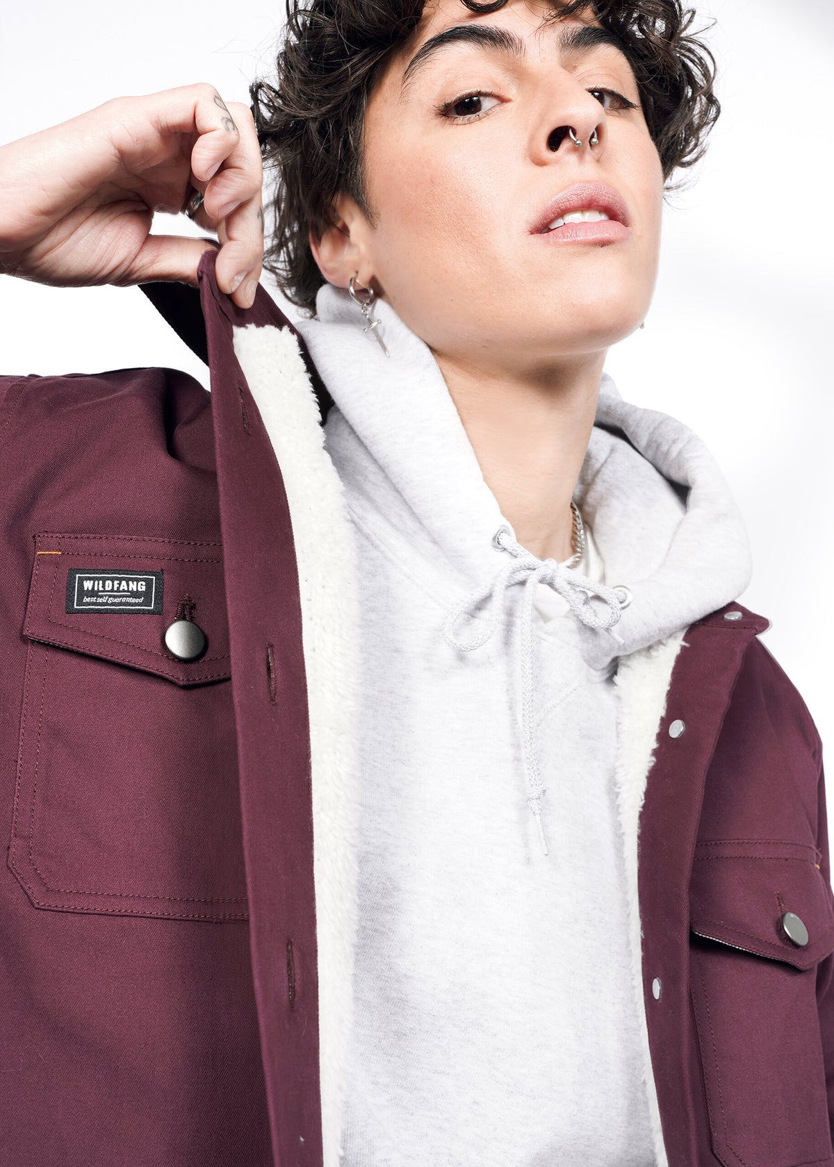 The Essential Fleece Lined Shacket in Merlot