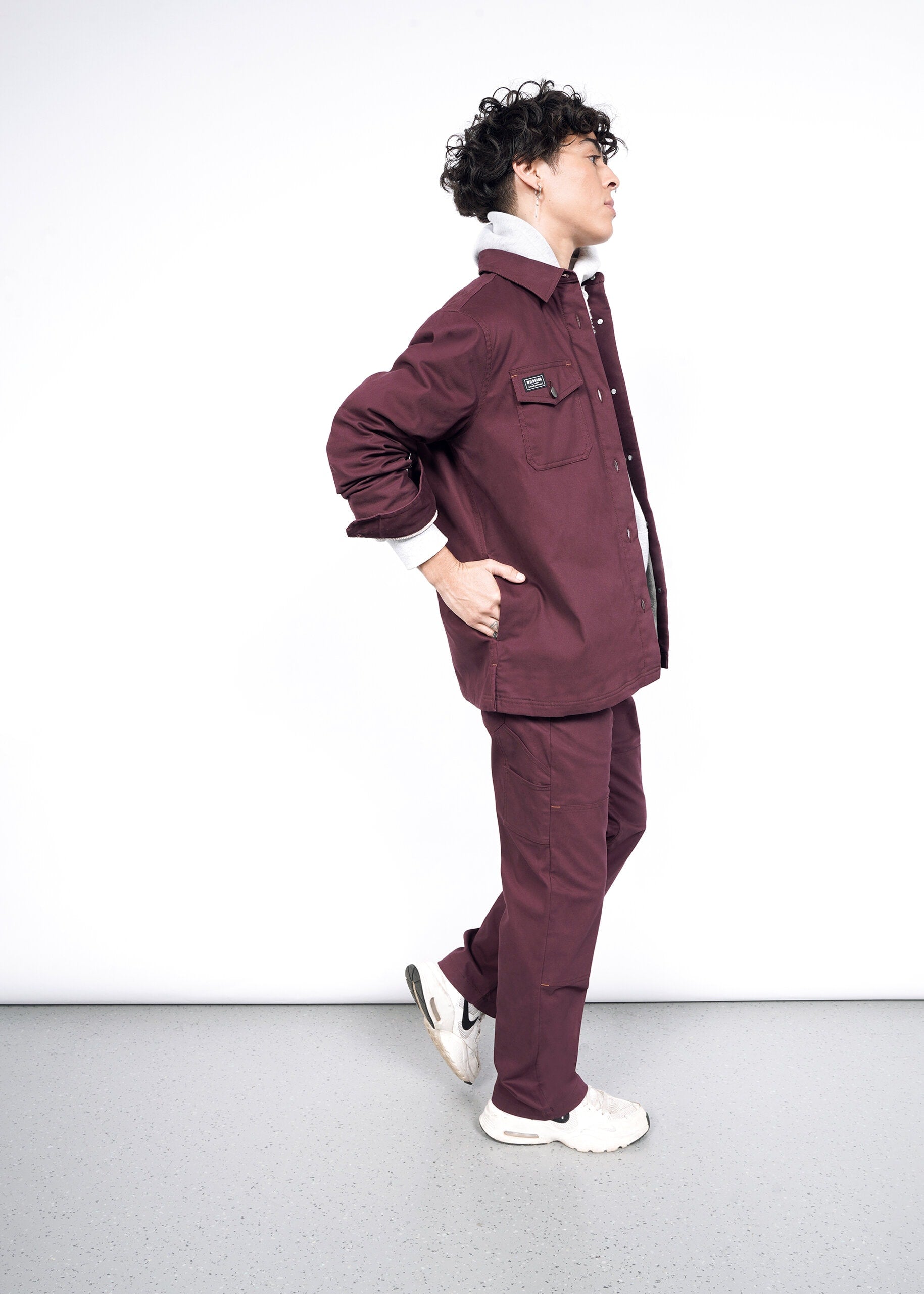 The Essential Fleece Lined Shacket in Merlot