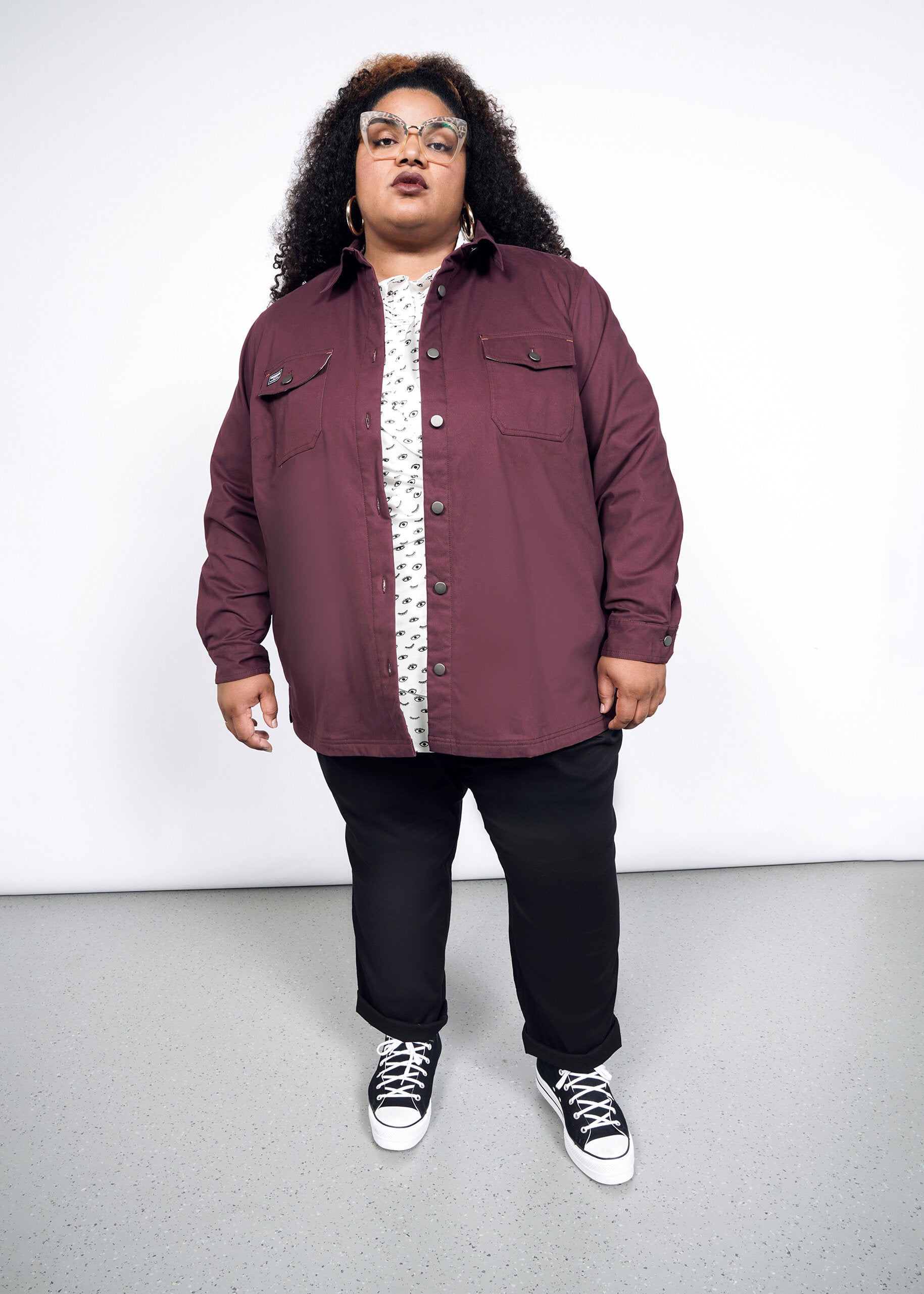 The Essential Fleece Lined Shacket in Merlot