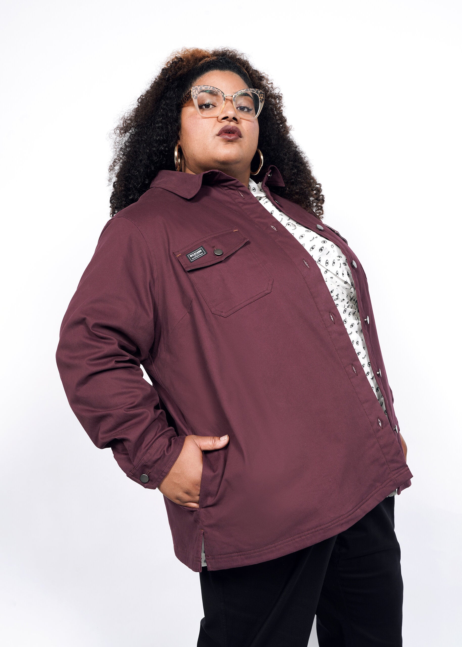 The Essential Fleece Lined Shacket in Merlot