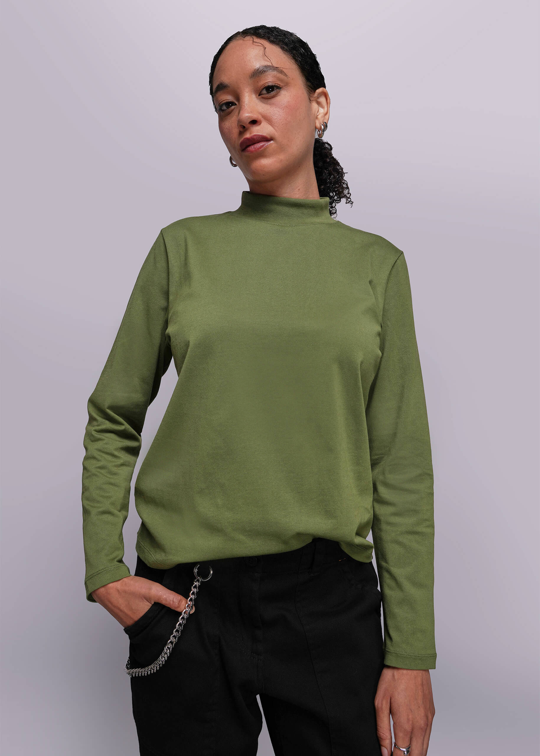 THE EVERYDAY LONG SLEEVE MOCK NECK TEE