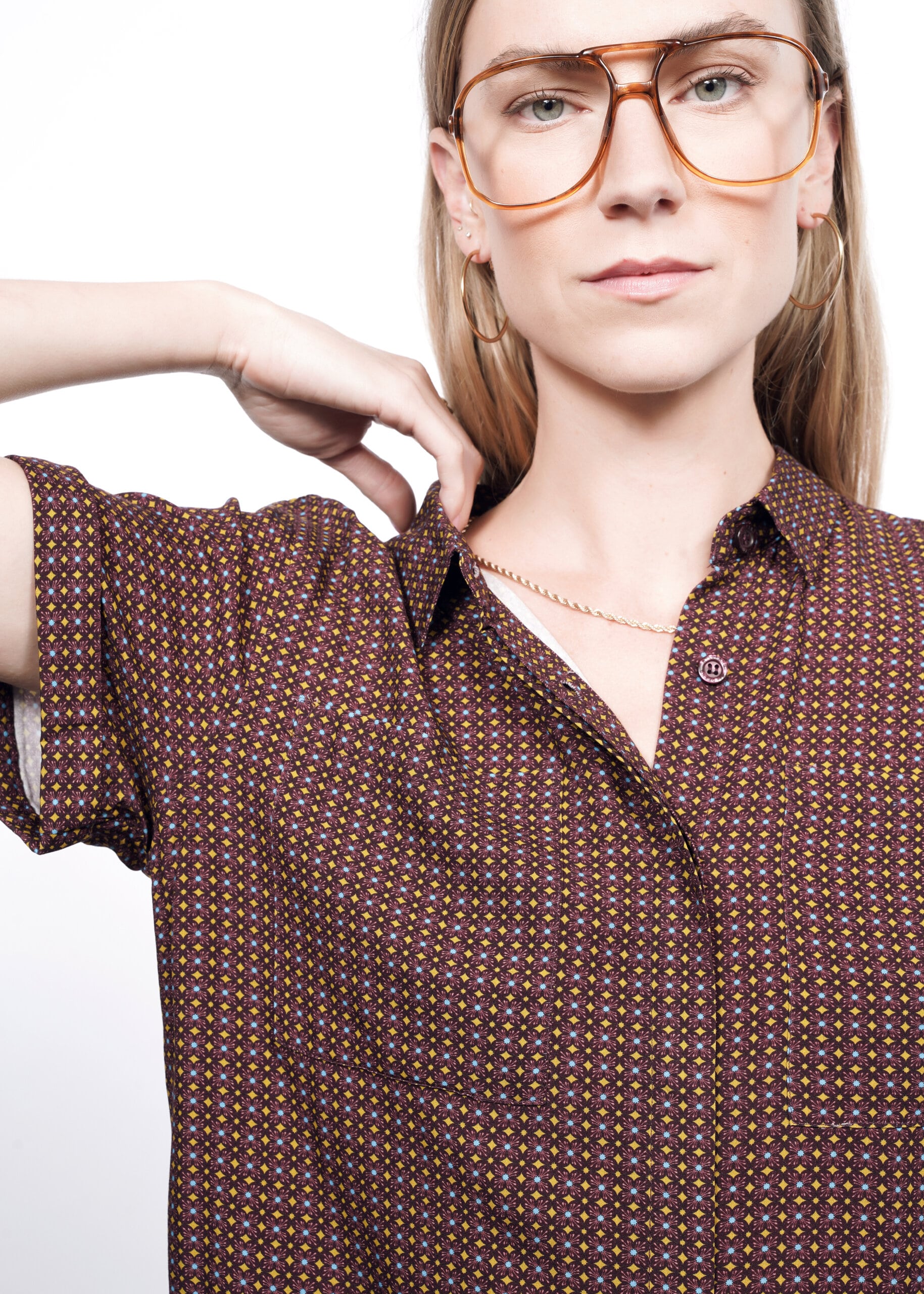 The Empower Button Up in Mosaic Dijon