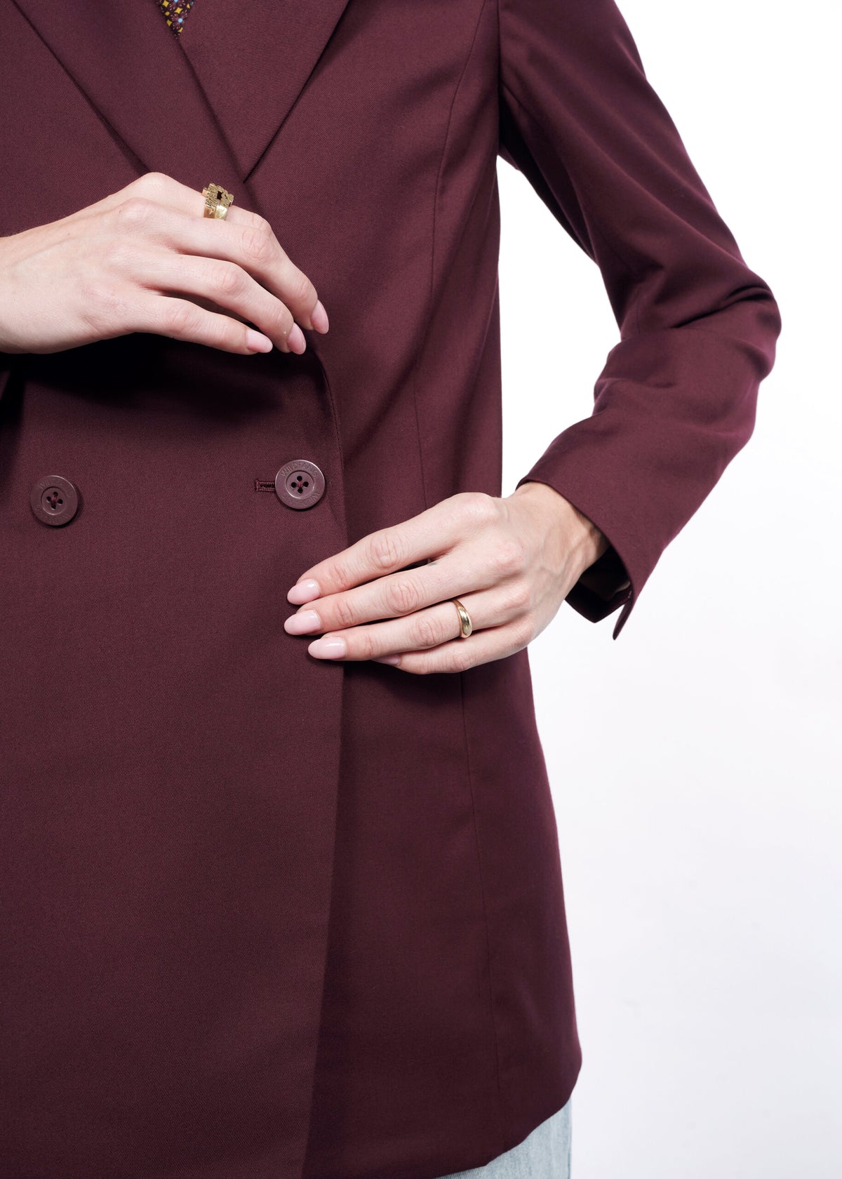 The Empower Double Breasted Blazer in Merlot