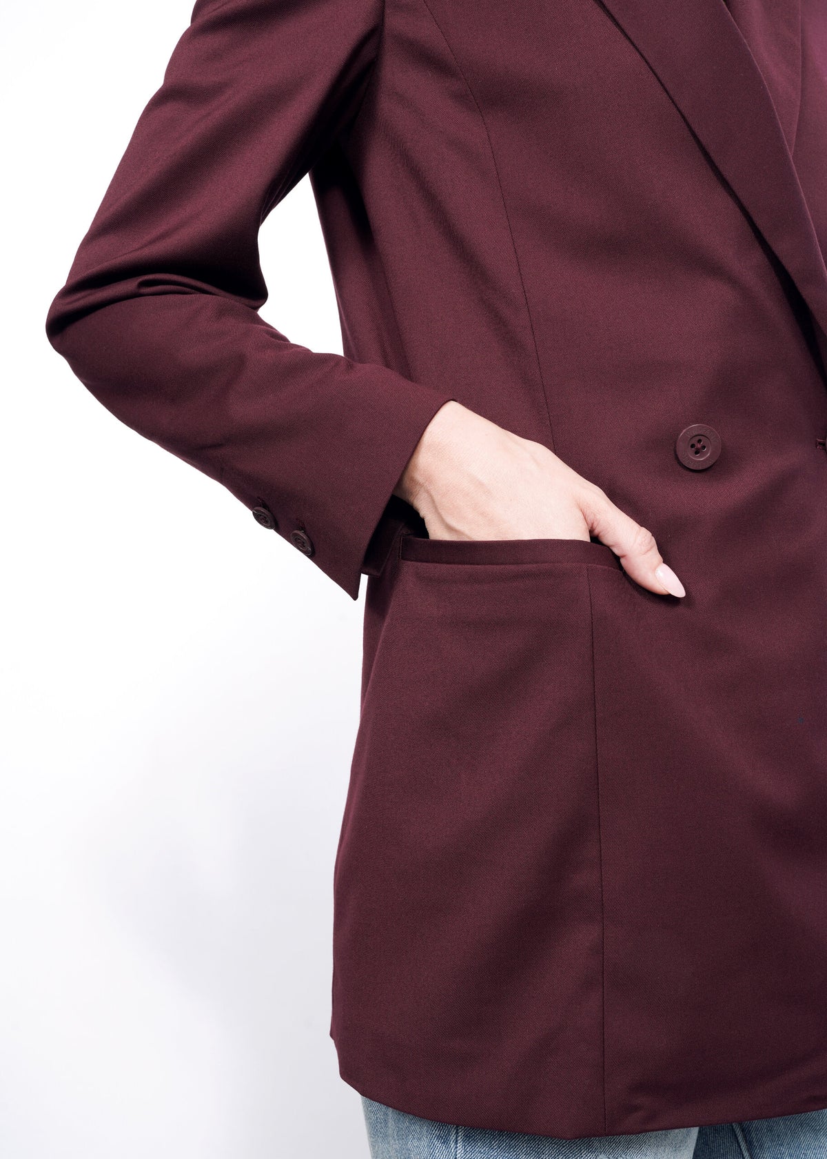 The Empower Double Breasted Blazer in Merlot