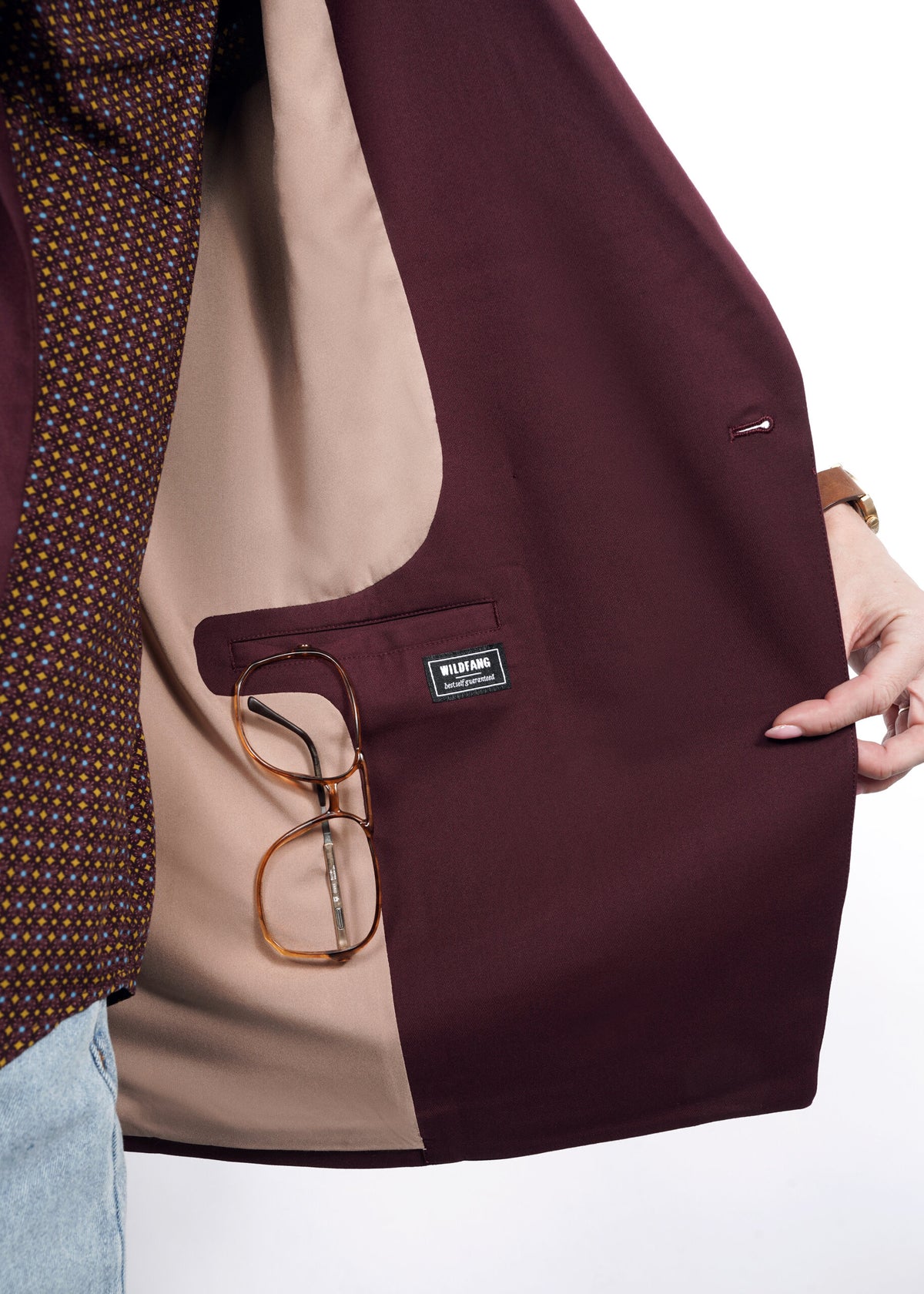 The Empower Double Breasted Blazer in Merlot