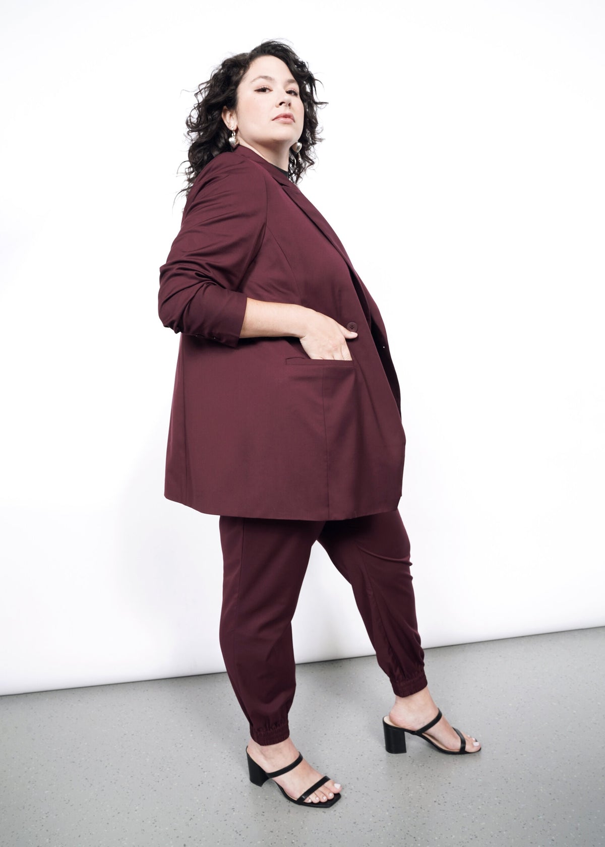 The Empower Double Breasted Blazer in Merlot