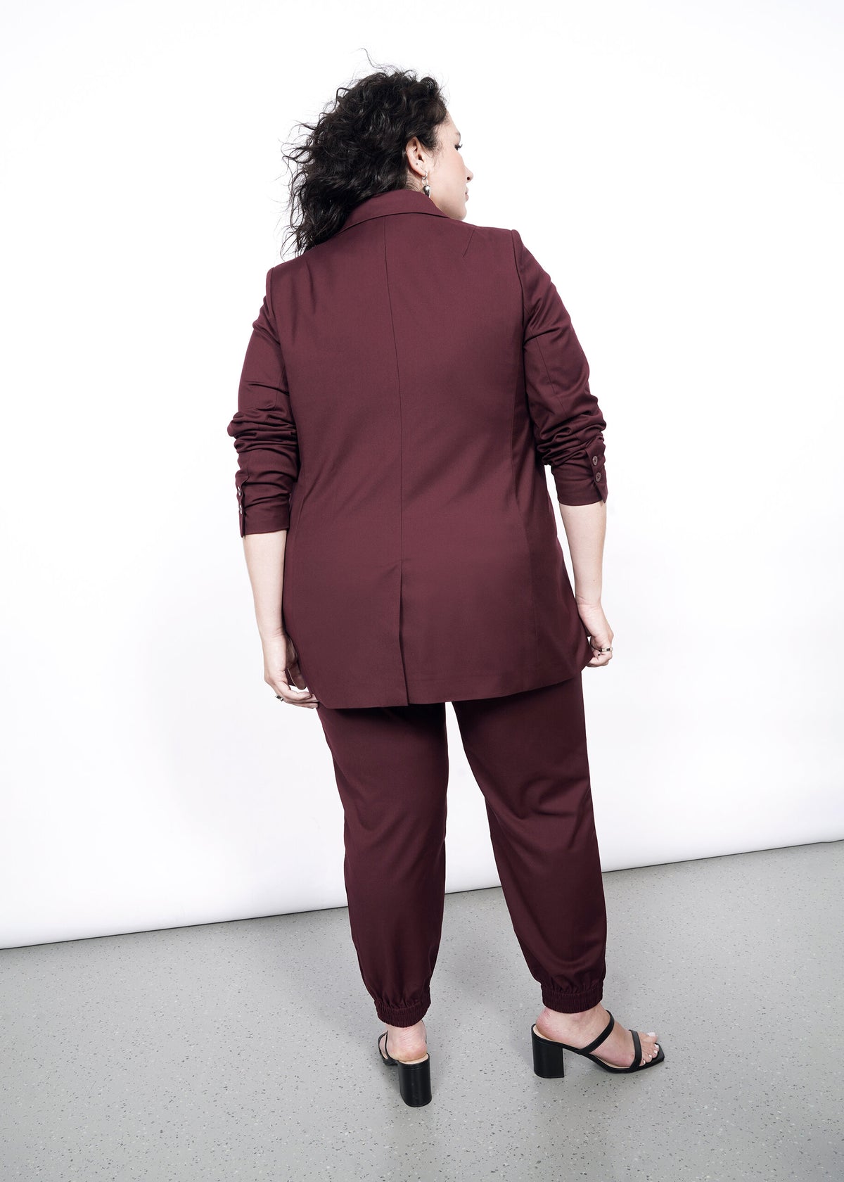 The Empower Double Breasted Blazer in Merlot