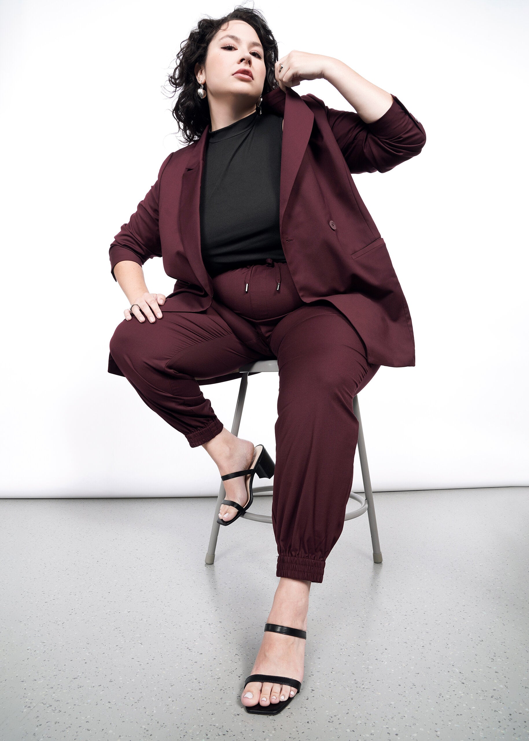 The Empower Double Breasted Blazer in Merlot