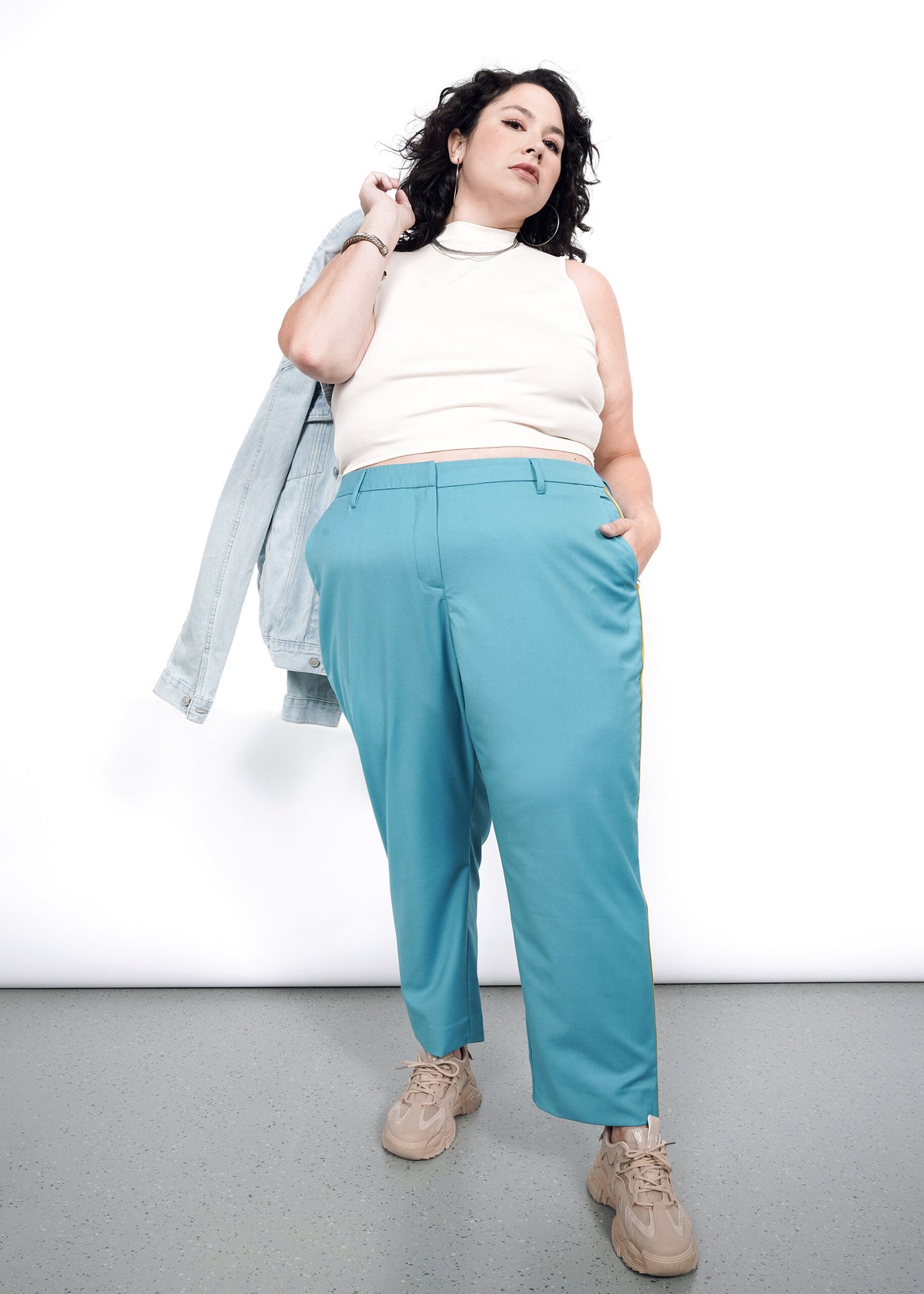 The Empower Taped Colorblock Slim Crop Pant in Coastal