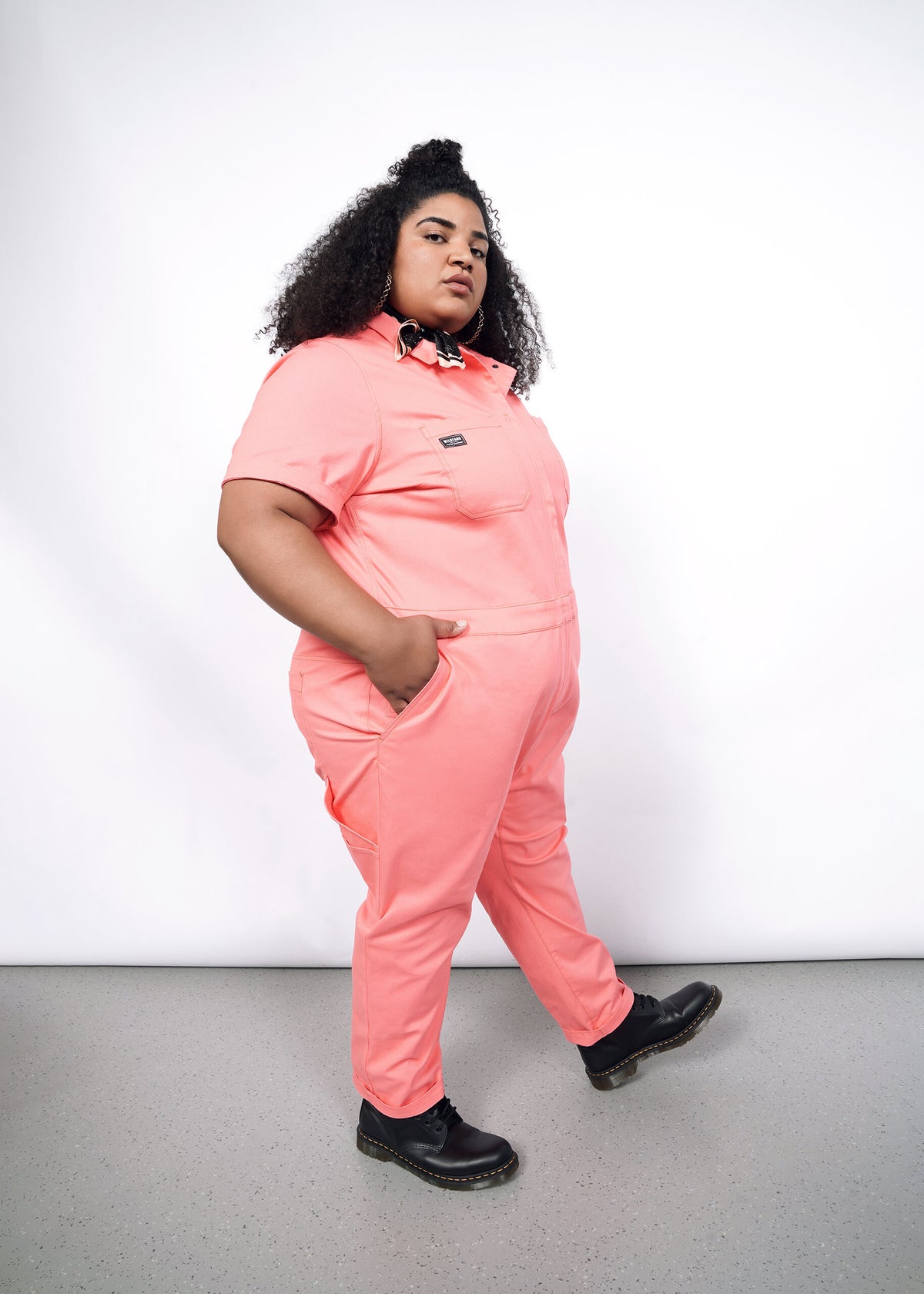 Model wearing The Essential Coverall in Watermelon