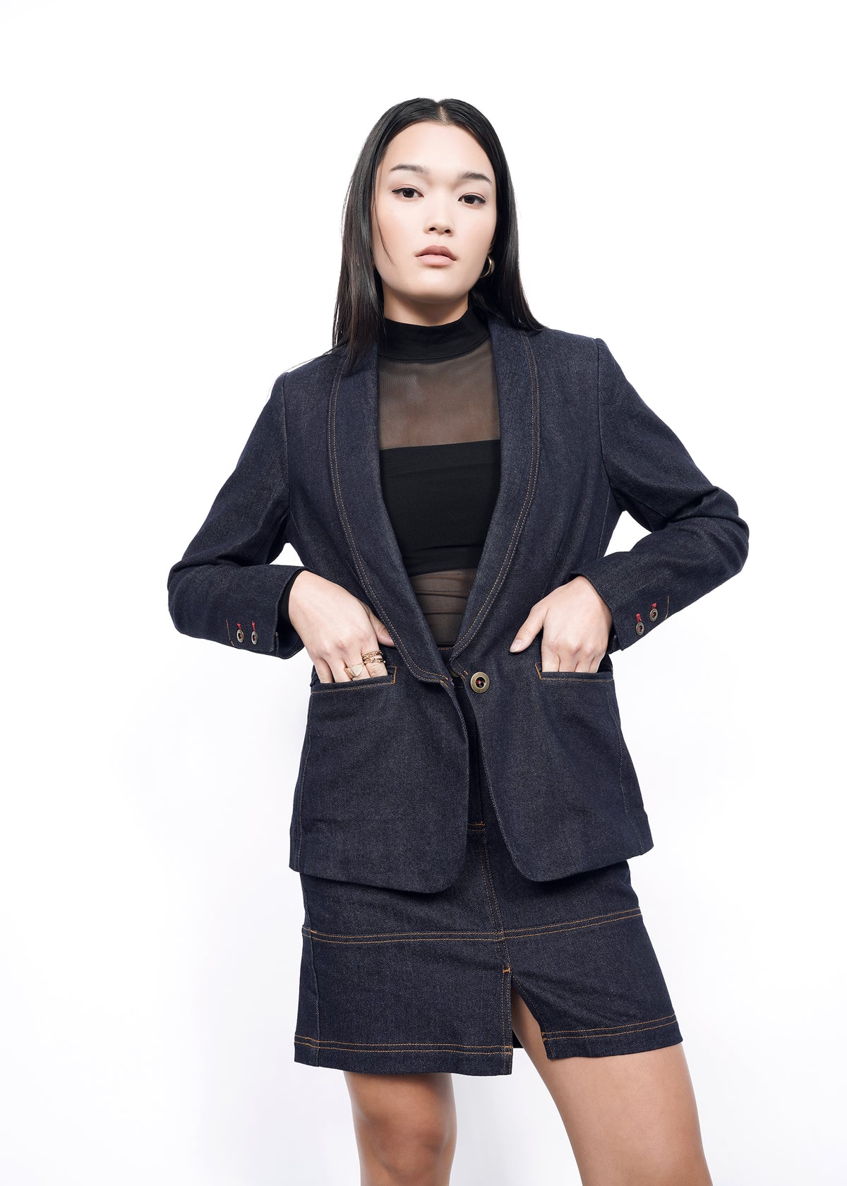 The Essential Denim Tux Blazer in Indigo