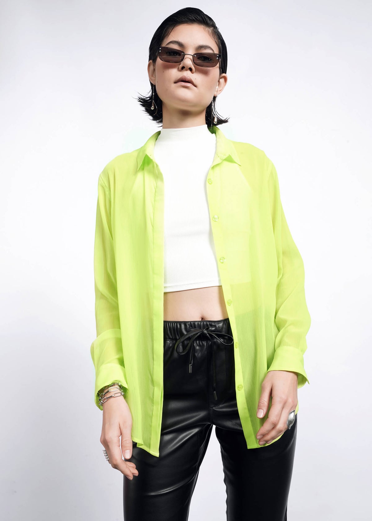 The Empower Sheer Long Sleeve Button Up