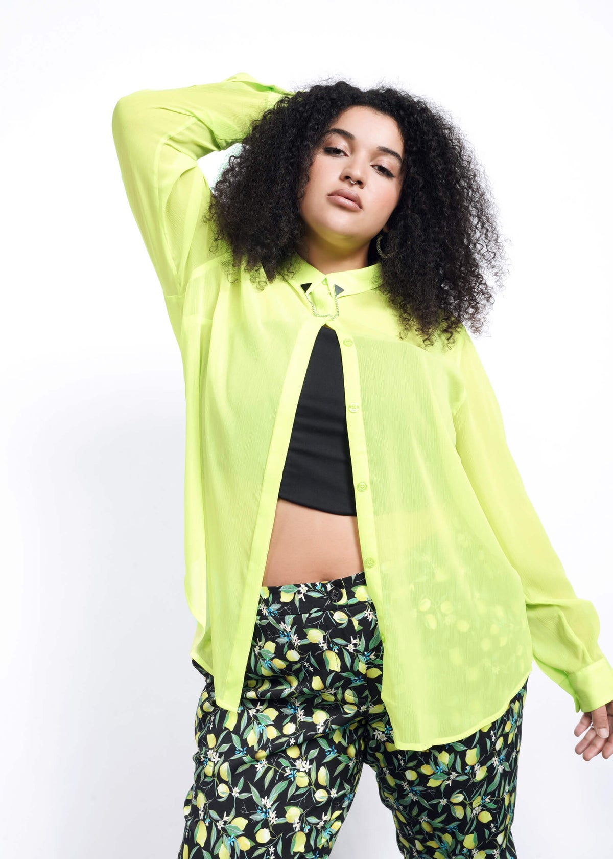 The Empower Sheer Long Sleeve Button Up