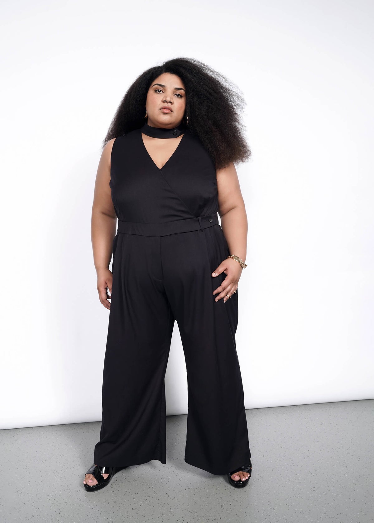 The Empower High Waisted V-Neck Jumpsuit