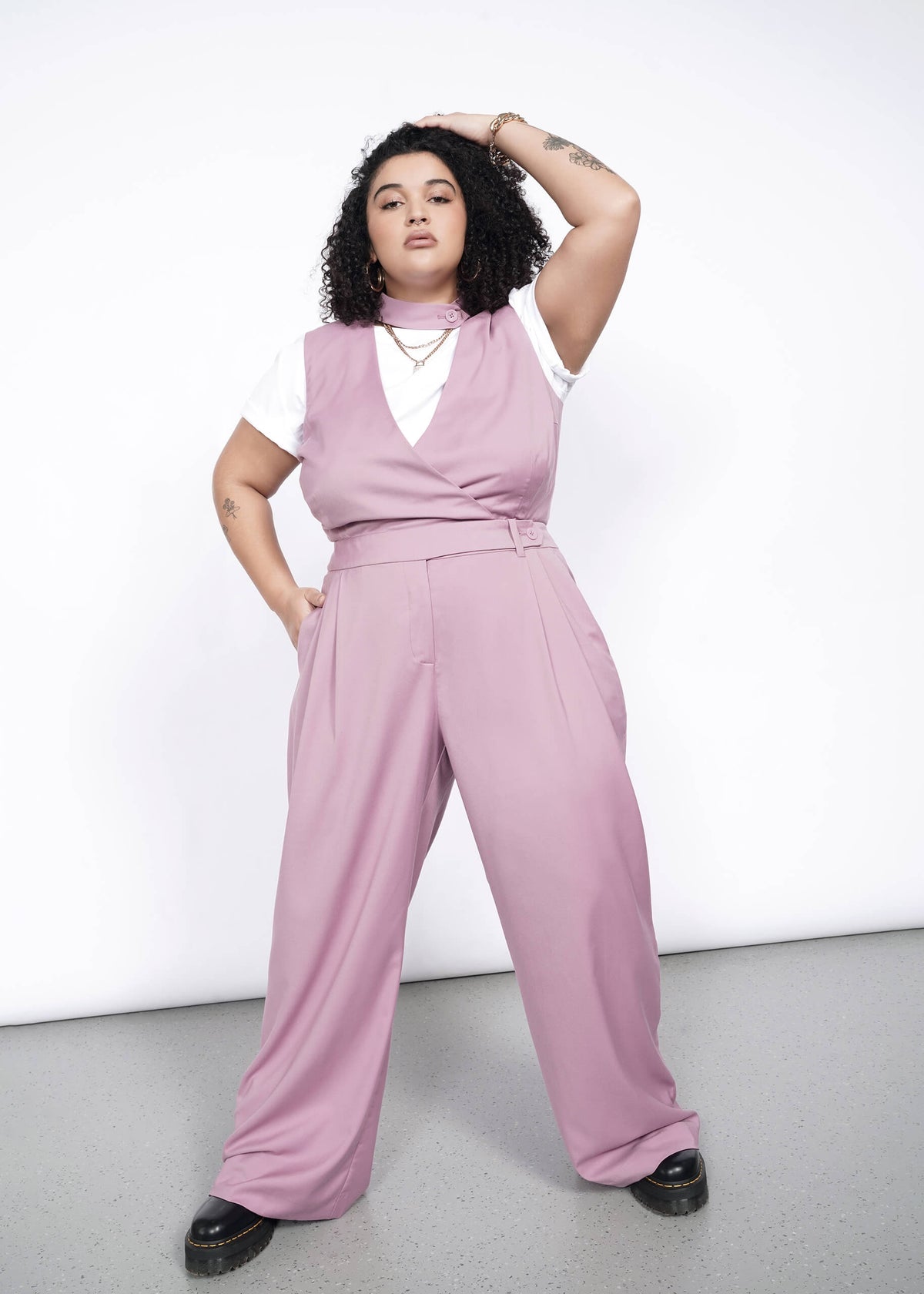 The Empower High Waisted V-Neck Jumpsuit