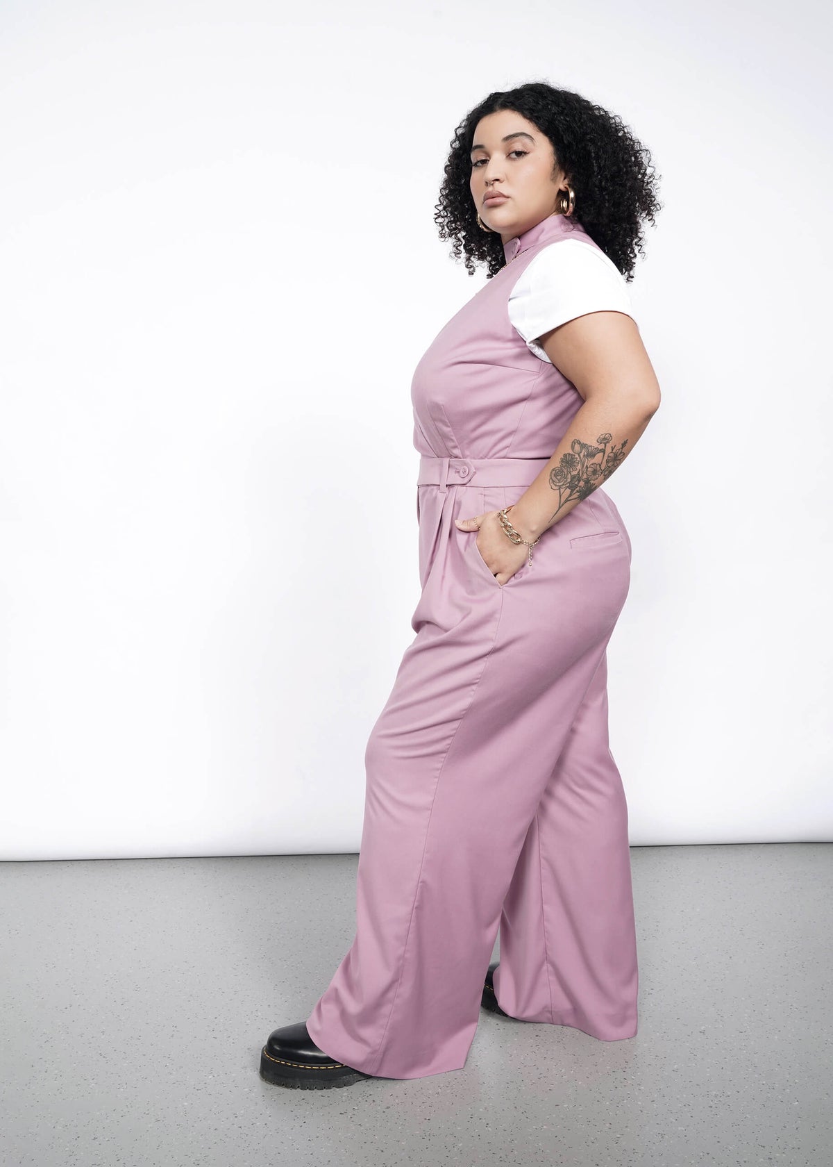 The Empower High Waisted V-Neck Jumpsuit