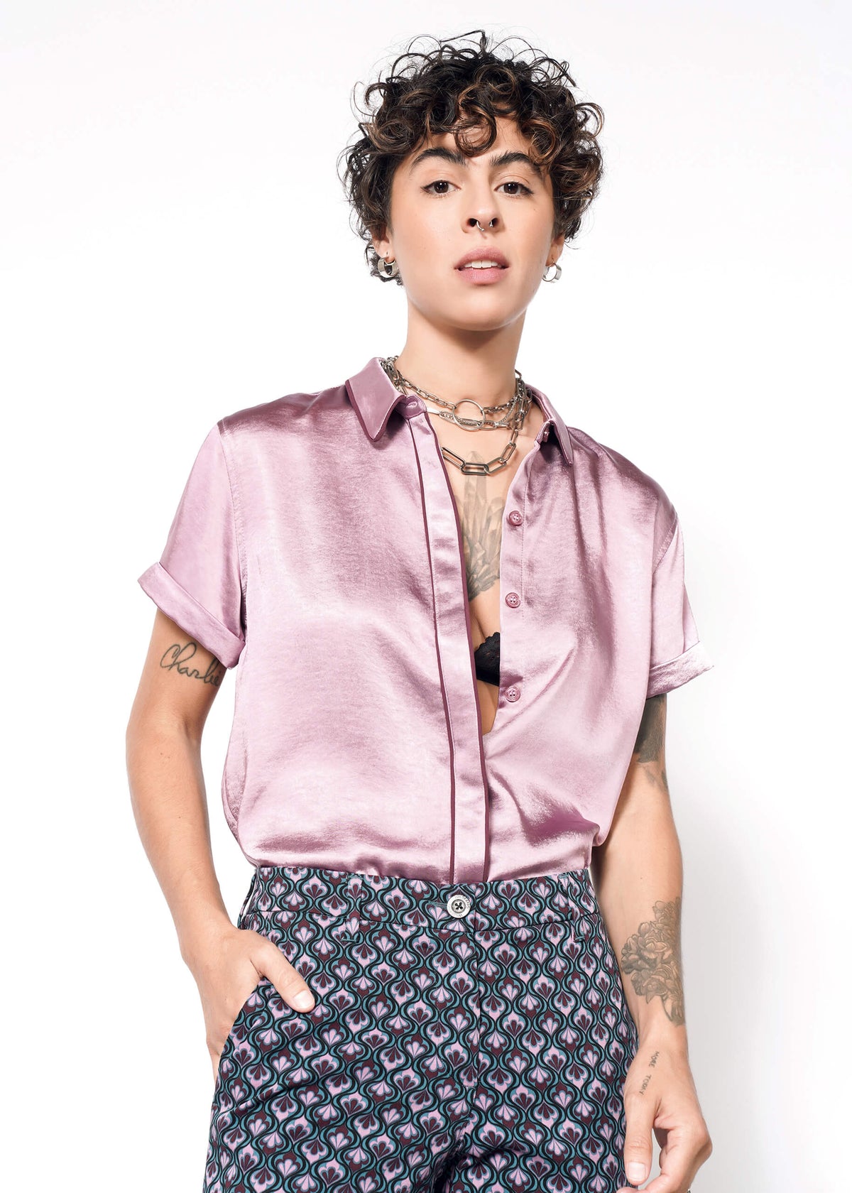 The Empower Satin Button Up