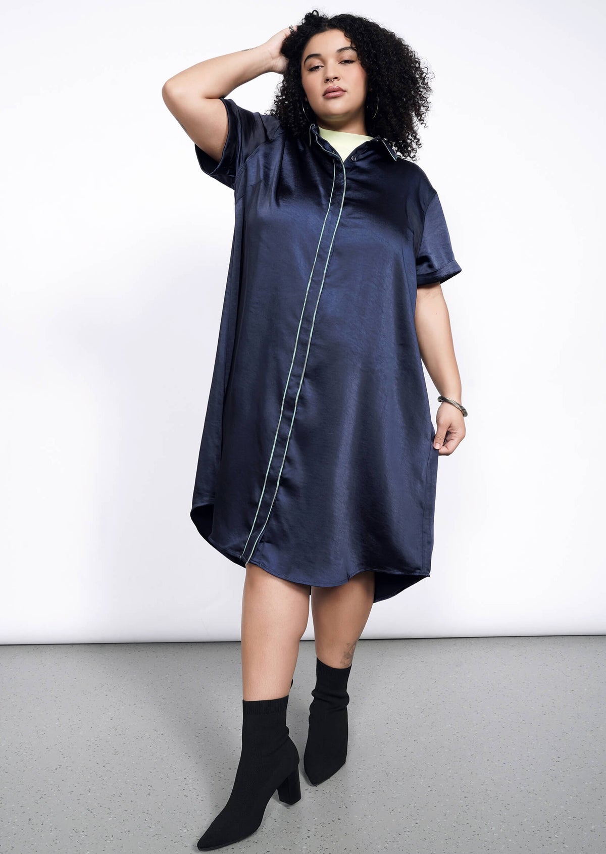 The Empower Satin Shirt Dress