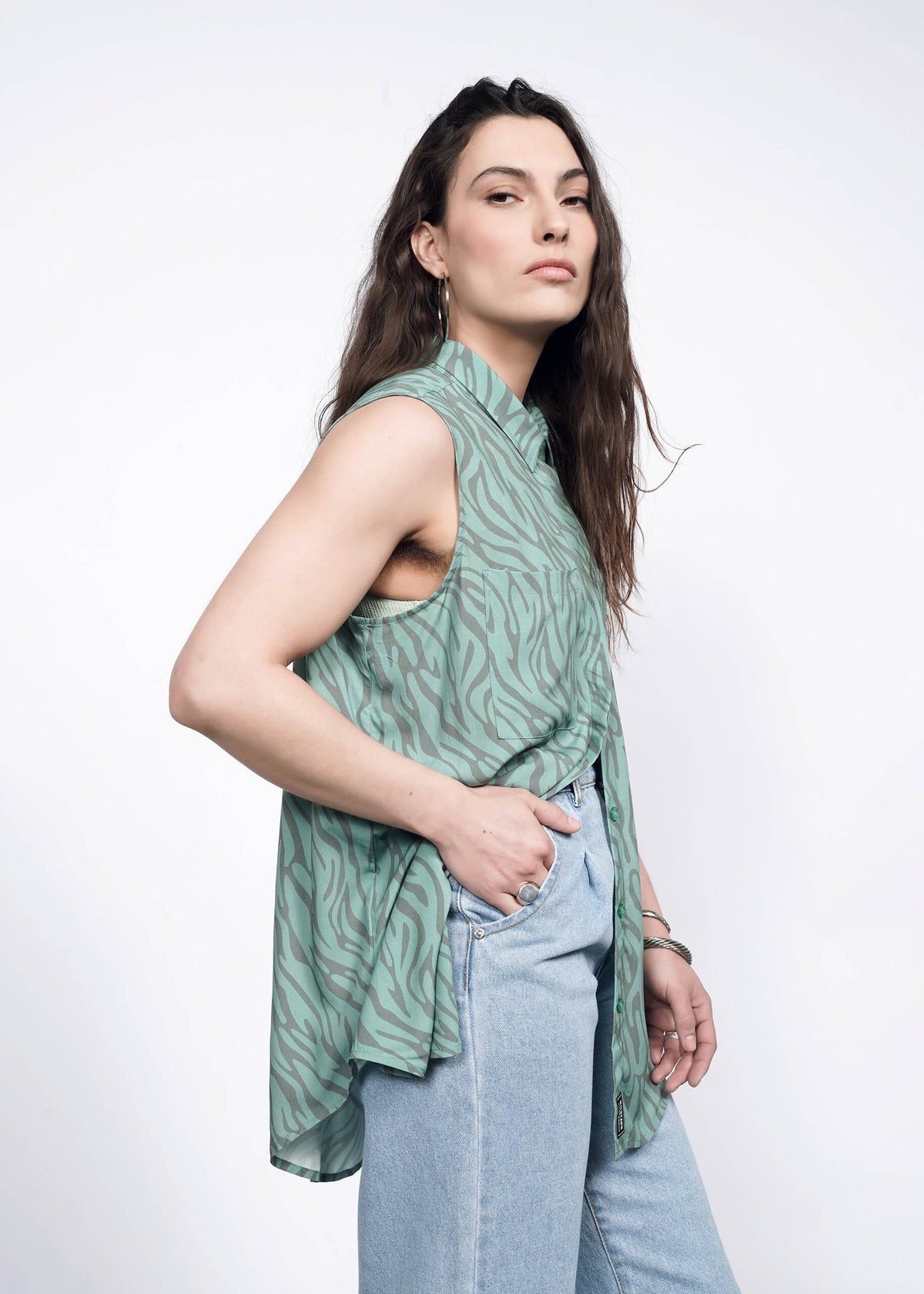 The Empower Sleeveless Button Up