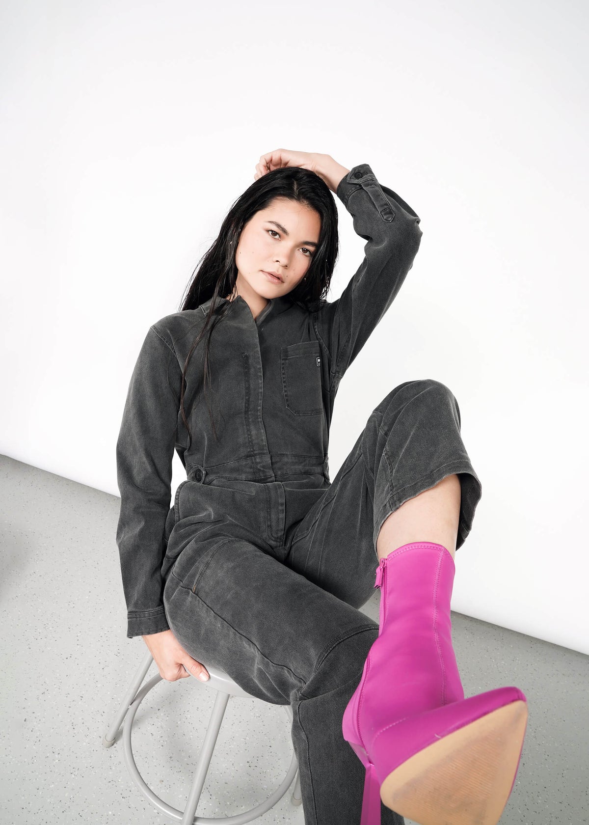 The Essential Denim Long Sleeve High Waisted Coverall
